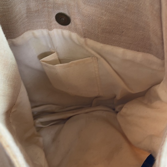 Vintage Antik Kraft Boho Chic bag cotton with leather fringe - Picture 11 of 14